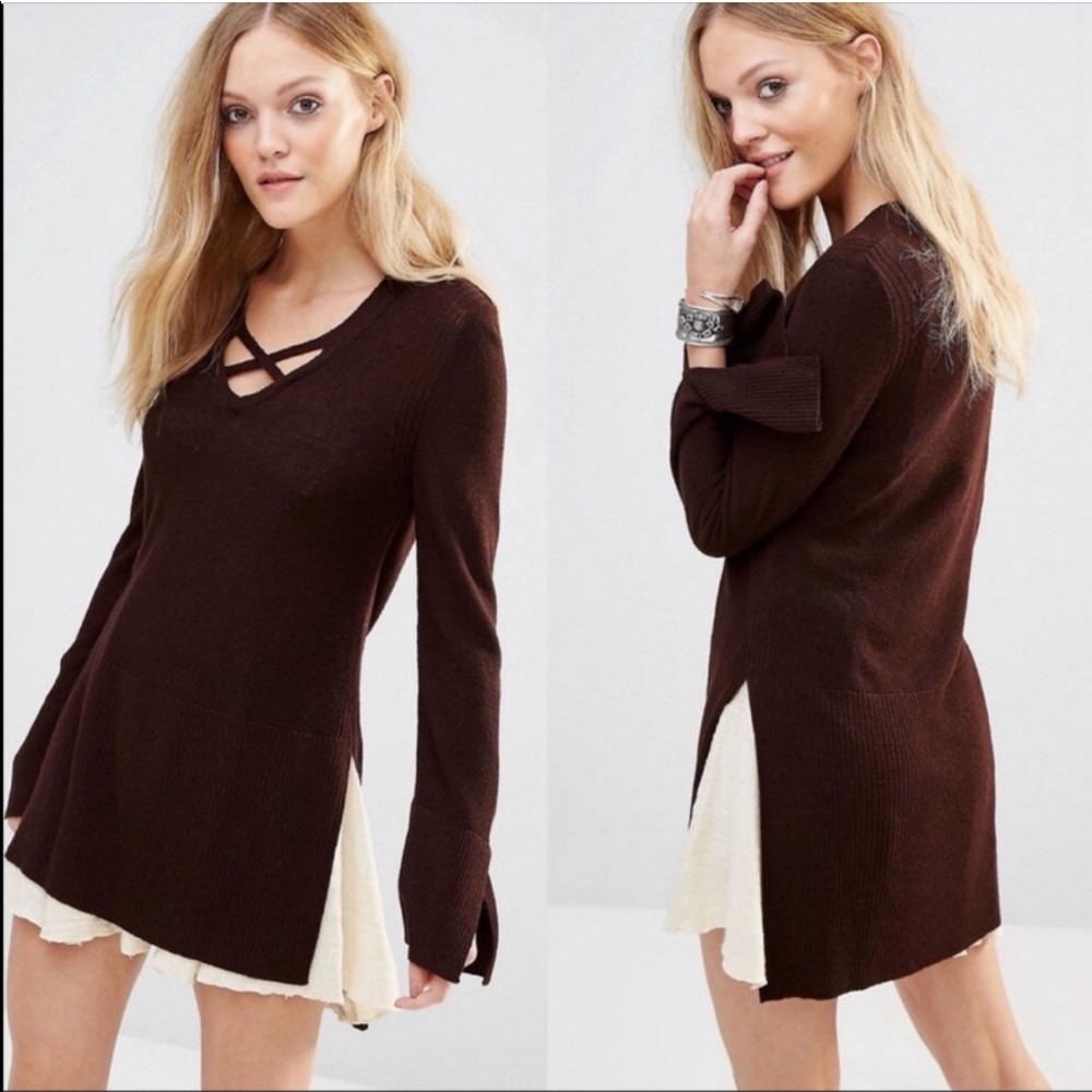 Free People Criss Cross Sweater Tunic